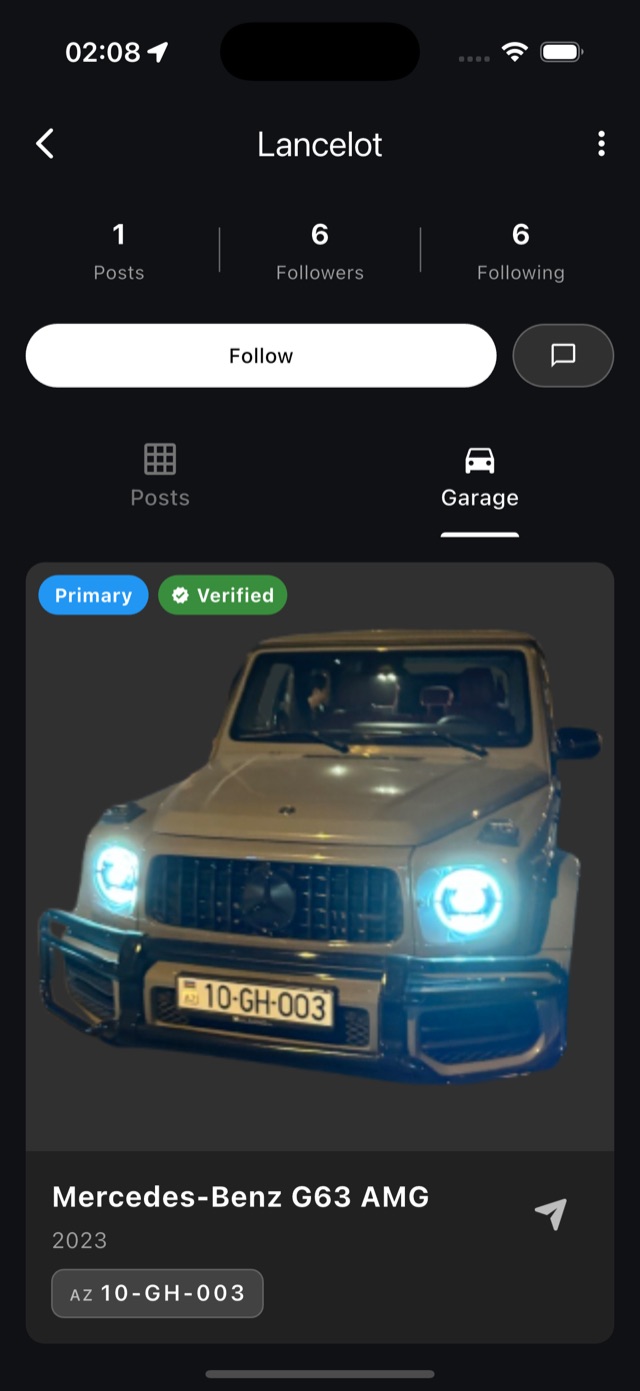 2spot tətbiqindəki Qaraj ekranı